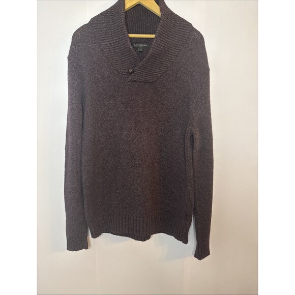 Banana Republic Mens Purple Shawl Collar Button Large Pullover Sweater Old Money - Picture 1 of 9